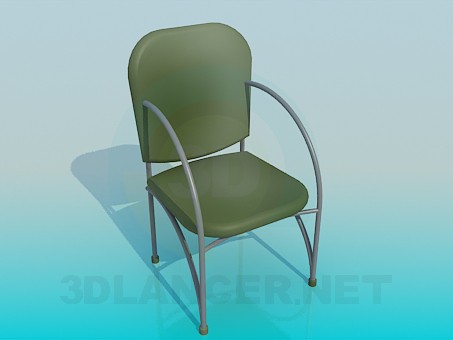 modèle 3D Chaise avec accoudoirs métalliques - preview