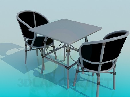 3d model Mesa y sillas en el conjunto de - vista previa