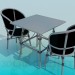 3D modeli Masa ve sandalyeler küme - önizleme