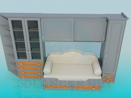 modèle 3D Un ensemble de meubles dans la chambre à coucher - preview