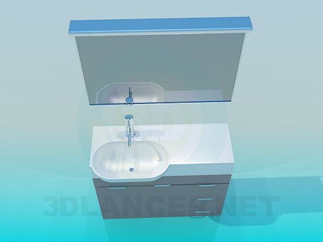 3D Modell Waschbecken mit Sockel - Vorschau