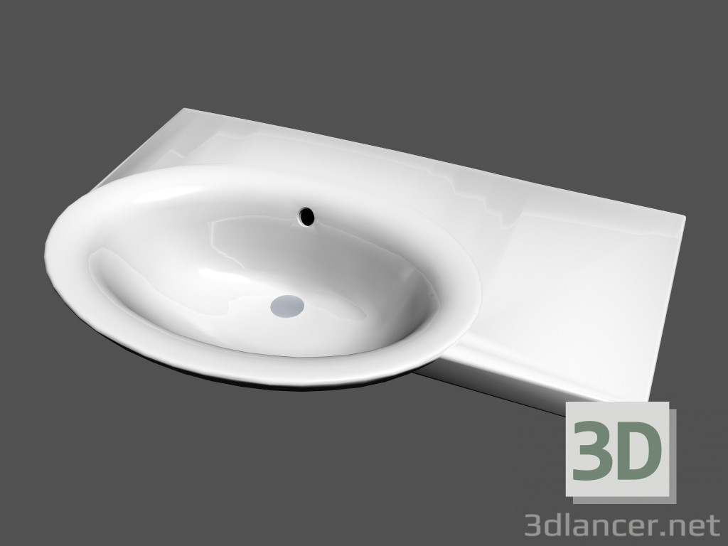 modello 3D Lavabo asimmetrico bacino Sinistra l galleria r1 - anteprima