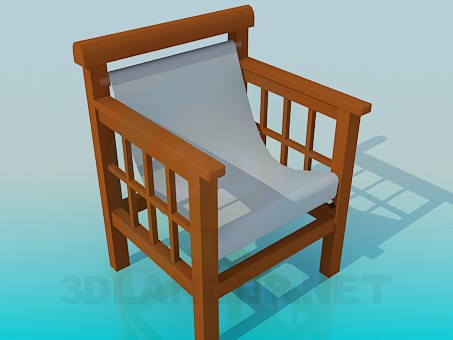 3d модель Дерев'яний стілець з текстильним сидінням – превью