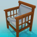 modèle 3D Chaise en bois avec un siège de textile - preview