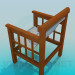 3D modeli Tekstil koltuk ile ahşap sandalye - önizleme