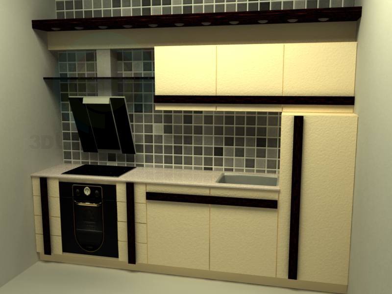 3d model Kitchen in a line - preview