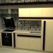 3 डी मॉडल रसोई घर एक लाइन में - पूर्वावलोकन