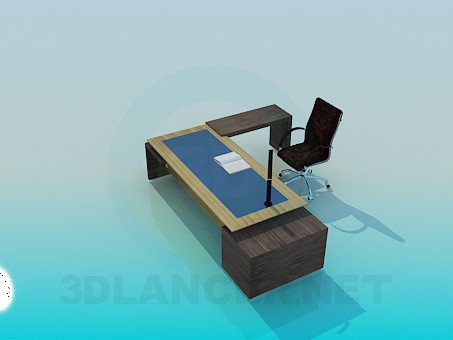 3d модель Письменный стол и стул – превью