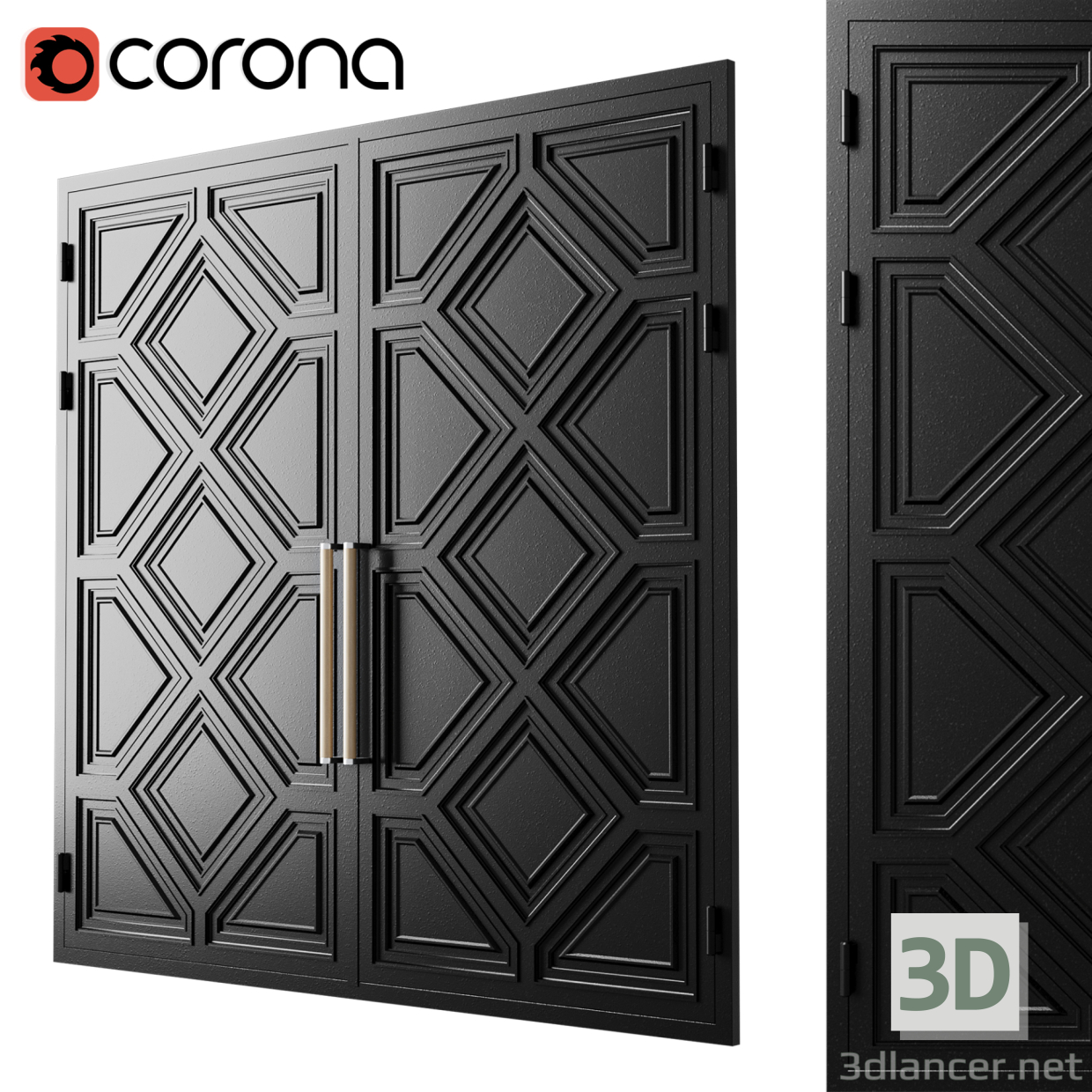 Puerta loft negra 09 3D modelo Compro - render