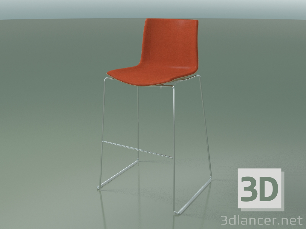Modelo 3d Cadeira de bar 0478 (com escorregador, com estofo na frente, em carvalho branqueado) - preview