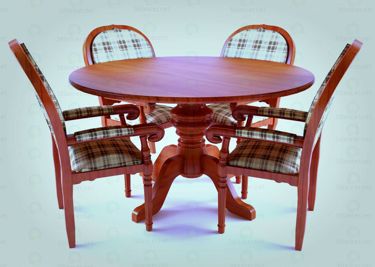 3d model table and chairs by zeggos - preview