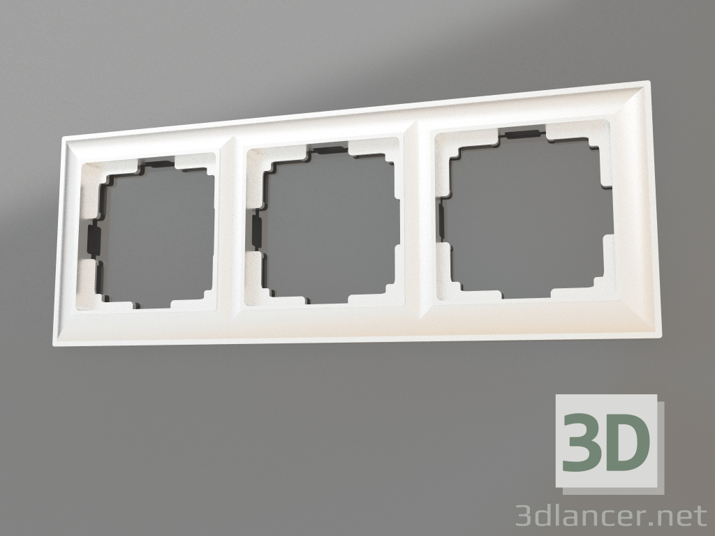 modello 3D Cornice Fiore 3 Post (Argento) - anteprima