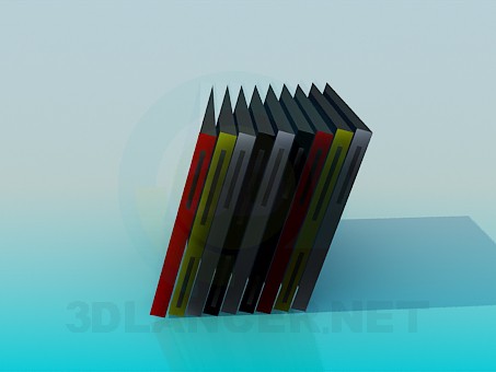 modello 3D Libri su uno scaffale - anteprima