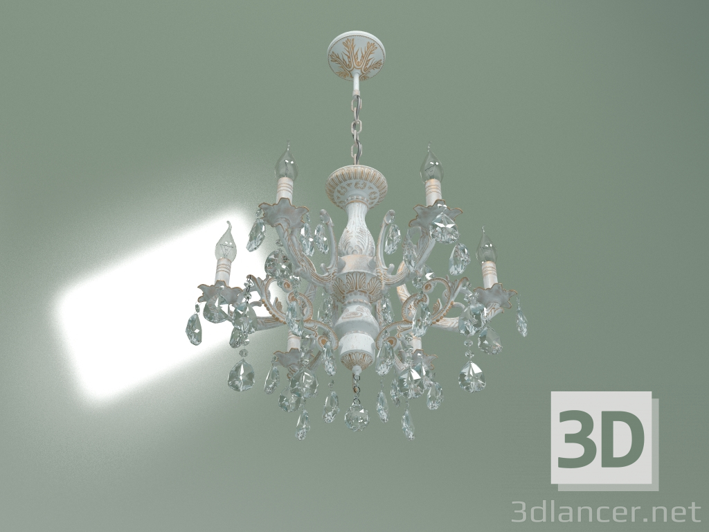 3d model Suspension chandelier 3345-6 (white with gold - clear crystal Strotskis) - preview