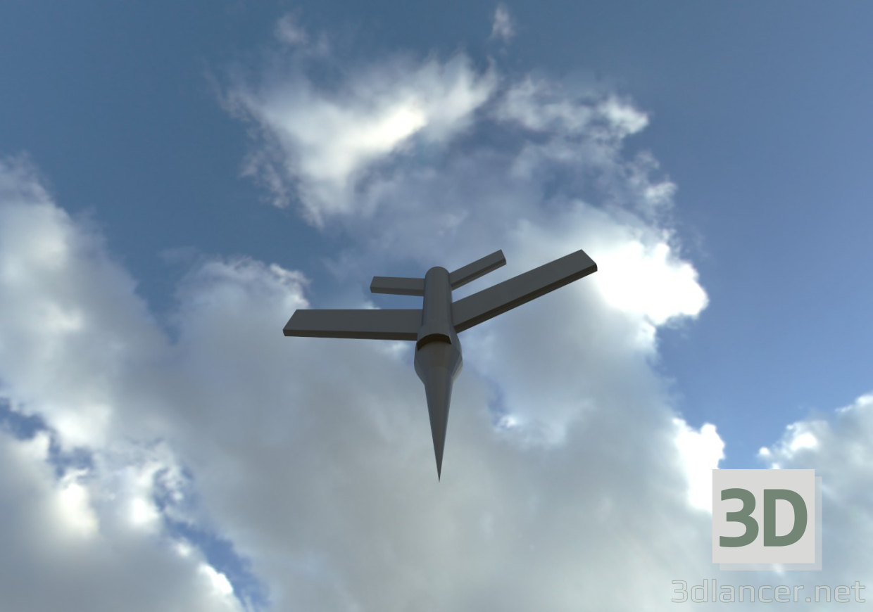 3d model low poly plane - preview