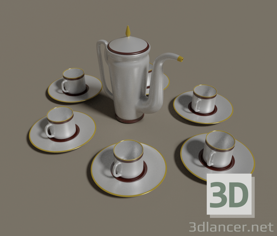 3D Modell Kaffeekanne für sechs Personen - Vorschau