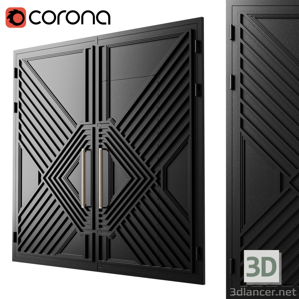 Puerta loft negra 05 3D modelo Compro - render