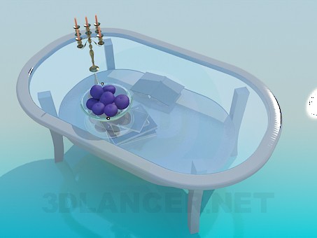 3D modeli Cam masa yemek - önizleme