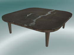 Table basse Fly (SC4, H 26 cm, 80 x 80 cm, piètement en chêne huilé fumé et marbre poli Pietra di Fo