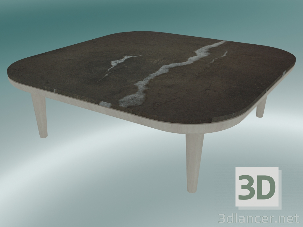 modèle 3D Table basse Fly (SC4, H 26 cm, 80 x 80 cm, piètement en chêne huilé blanc et marbre poli Pietra di F - preview
