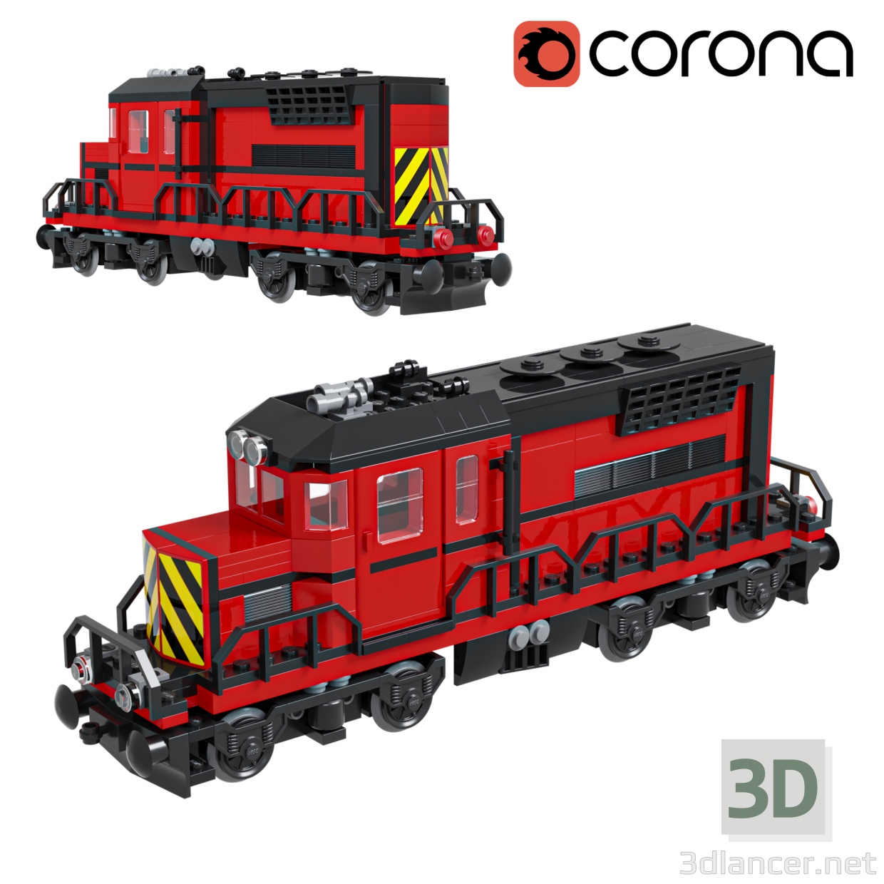 3D Tren Lego Lokomotif kırmızı modeli satın - render