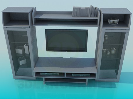 3d модель Мебель в гостинную под ТВ – превью