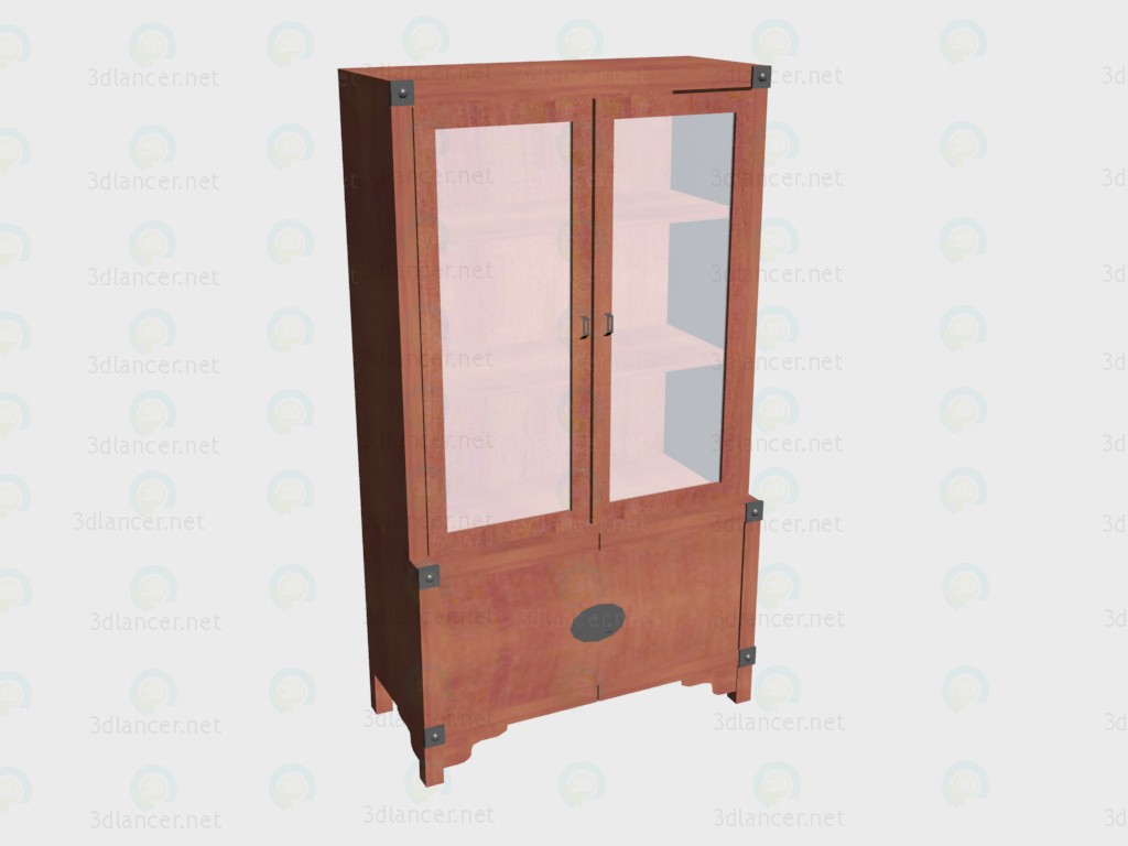 3d model Wide bookcase with doors - preview