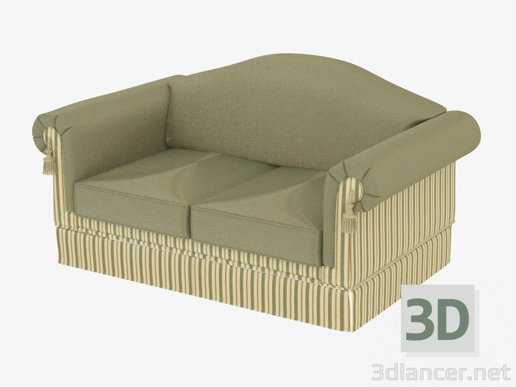 modello 3D divano doppio dritto - anteprima