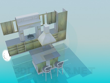 3 डी मॉडल रसोई घर के लिए फर्नीचर - पूर्वावलोकन