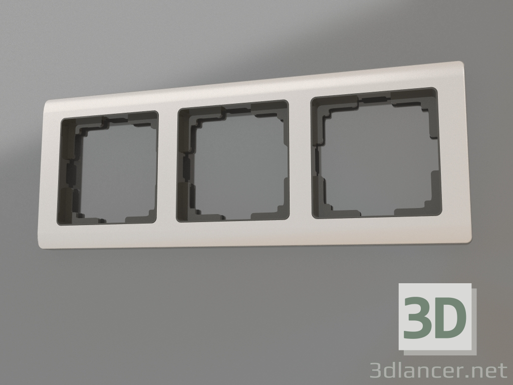 modello 3D Cornice metallica per 3 montanti (nichel lucido) - anteprima