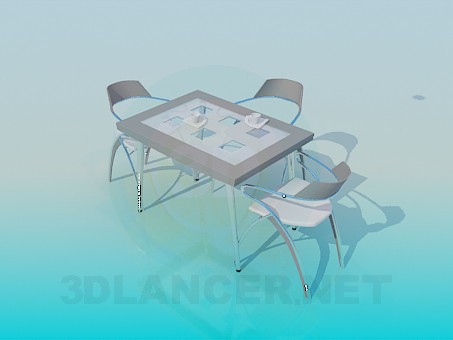Modelo 3d Mesa e cadeiras - preview