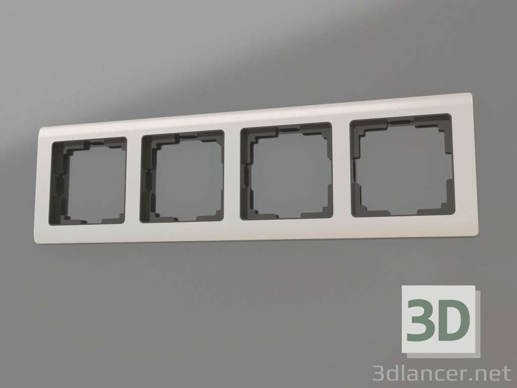 3D Modell Metallrahmen für 4 Pfosten (Nickel glänzend) - Vorschau