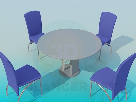 3d модель Столик зі стільцями в кафе – превью