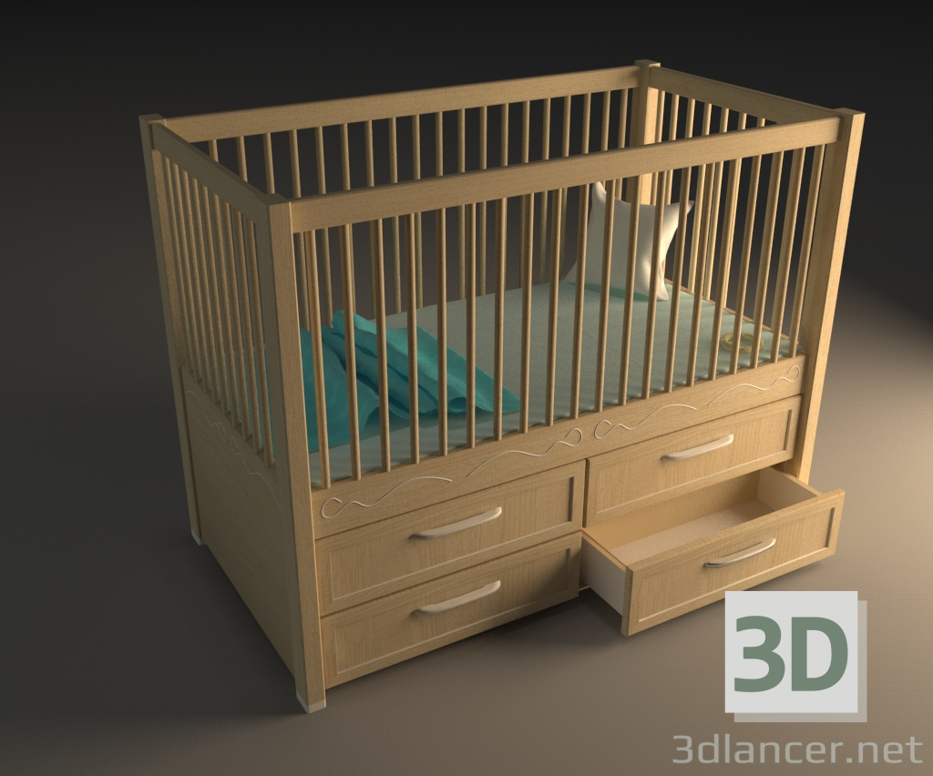 3D Modell Gitterbett/Babybett - Vorschau