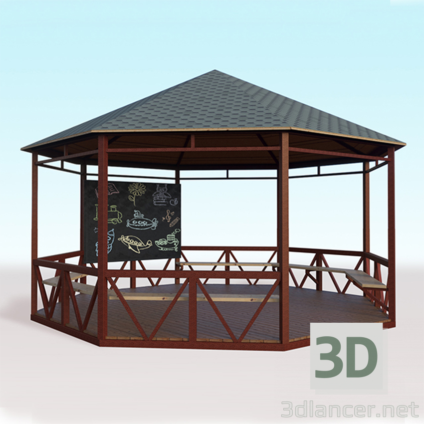 modèle 3D Tonnelle pour 24 places - preview