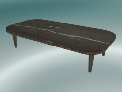 Coffee table Fly (SC5, H 26cm, 60x120cm, Smoked oiled oak base with honed Pietra di Fossena Marble)