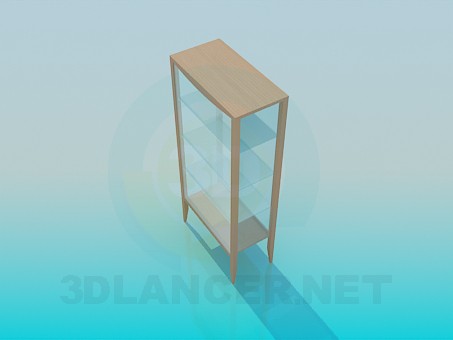 3d модель Застекленный стеллаж-витрина – превью