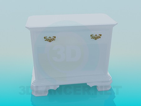 modello 3D Bianco Cassettiera - anteprima