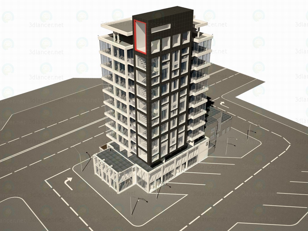 3d модель Здание бизнес центра – превью