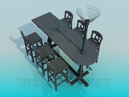 3d модель Стол со стульями – превью