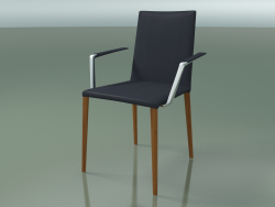 Chair 1708BR (H 85-86 cm, with armrests, with leather trim, L23 teak effect)