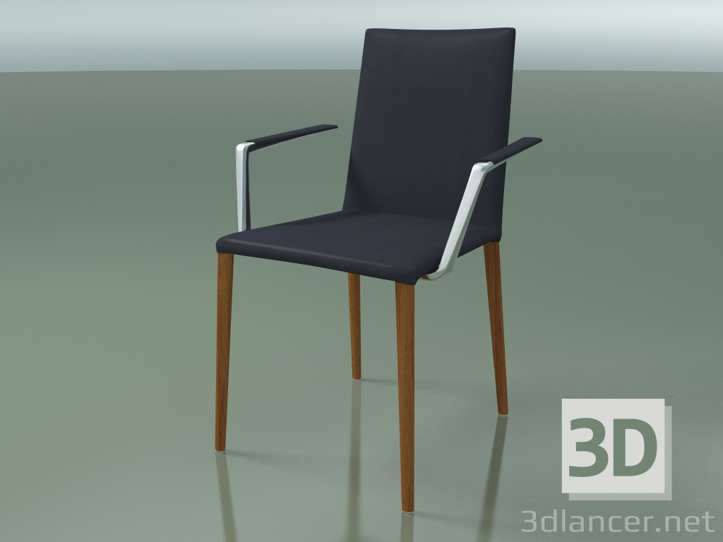 3D Modell Stuhl 1708BR (H 85-86 cm, mit Armlehnen, mit Lederbesatz, L23 Teak-Effekt) - Vorschau