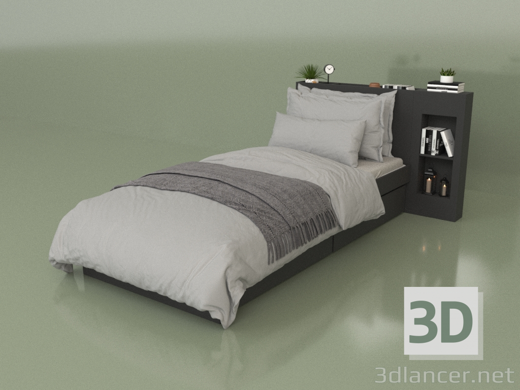 3D Modell Bett mit Organizer 900 x 2000 (10303) - Vorschau