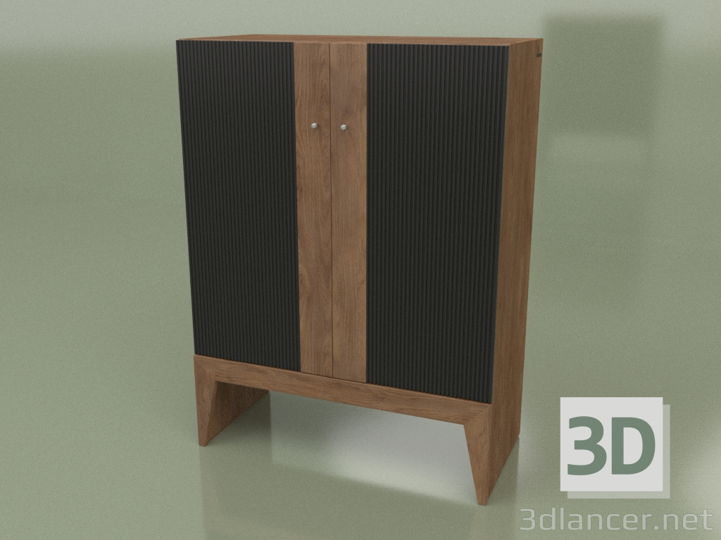 3d model Wardrobe STRIP NEW (walnut ral 9004 face vertical) - preview