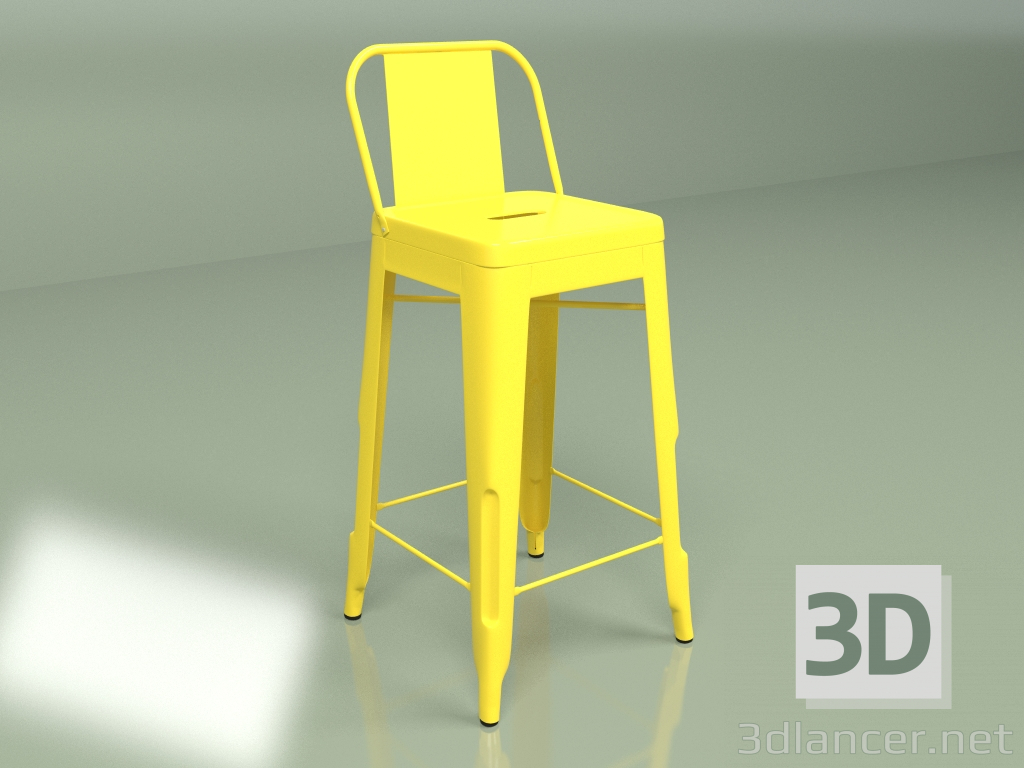 modello 3D Sgabello da bar Marais Colour con schienale (giallo) - anteprima