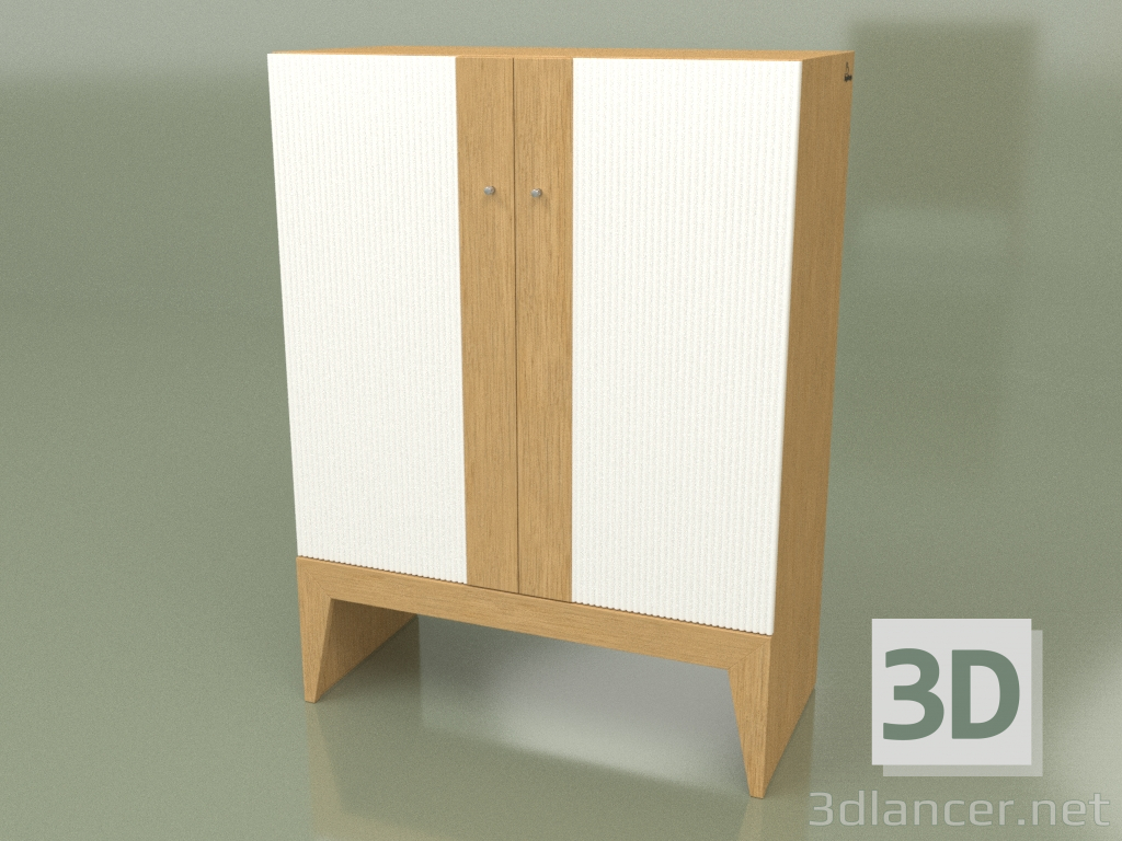 3D Modell Kleiderschrank STREIFEN NEU (Eiche ral 9003 Sicht senkrecht) - Vorschau