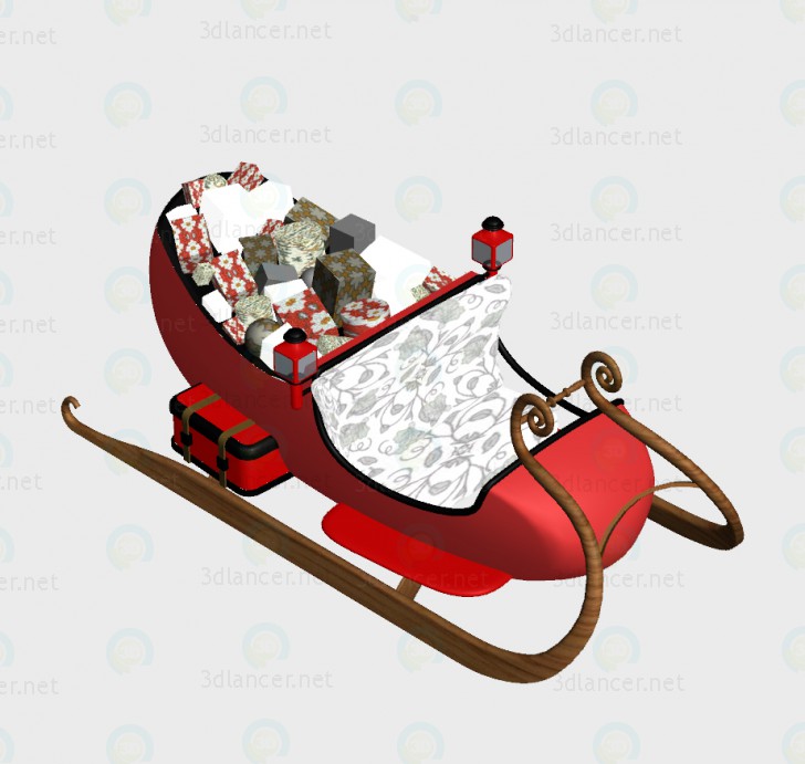 3d model Christmas sleigh - preview