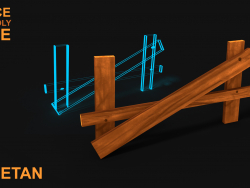 3D टूटी हुई लकड़ी की बाड़ v1 गेम संपत्ति - कम पाली