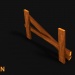 3d model 3D Broken Wooden Fence v1 Game asset - Low poly - preview