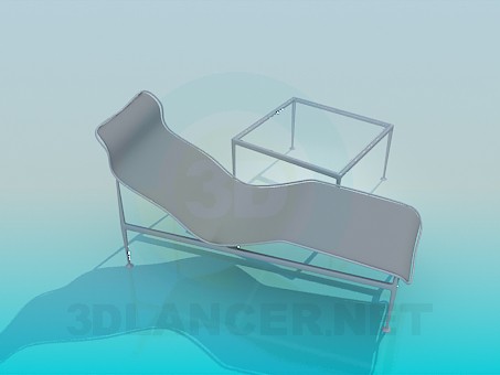 modèle 3D Chaise longue et table inclus - preview